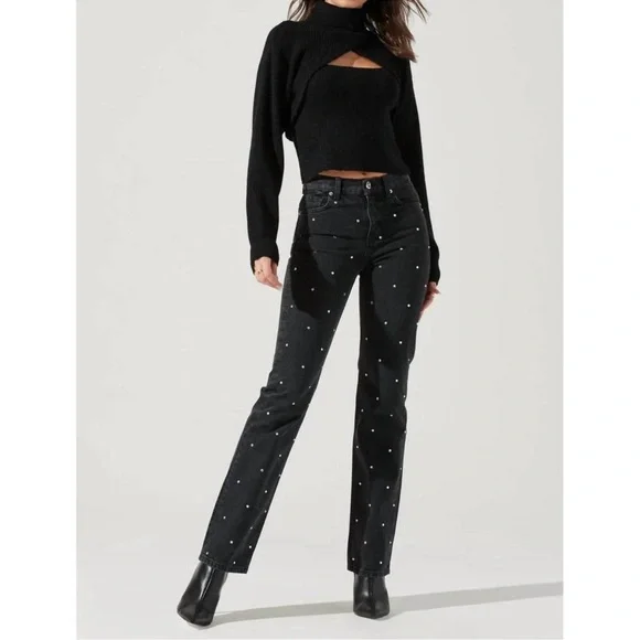 ASTR Revolve Women’s Taissa Bolero Black Knit Shrug Turtleneck Mockneck Sweater - Picture 11 of 11